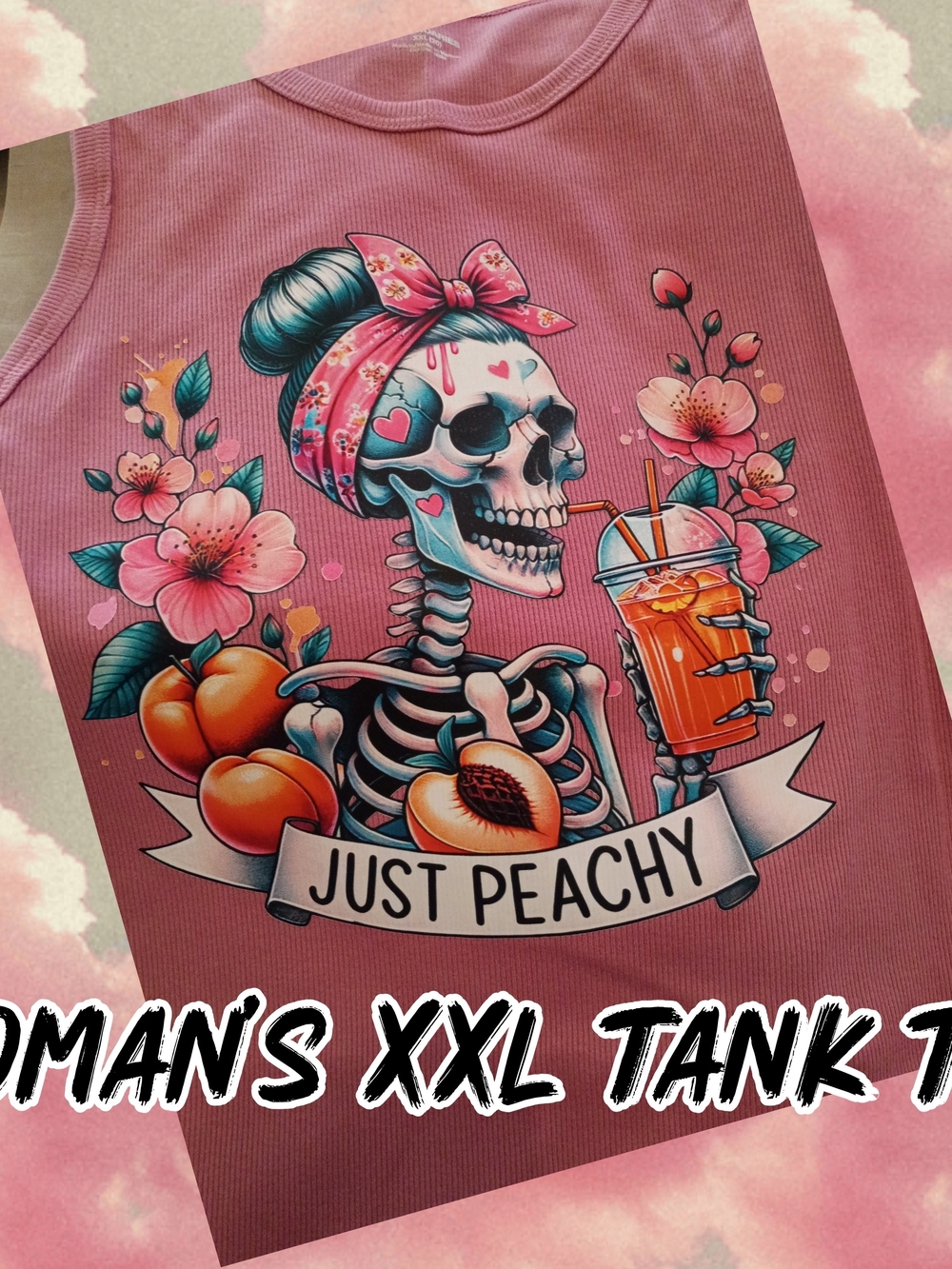Just Peachy Dusty Rose Graphic Tank Top